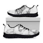 White Gray Marble Print Black Running Shoes