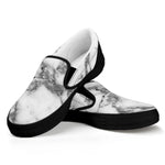 White Gray Marble Print Black Slip On Sneakers