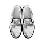 White Gray Marble Print Black Slip On Sneakers