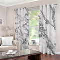 White Gray Marble Print Dimout Grommet Curtains