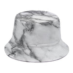 White Gray Marble Print Bucket Hat