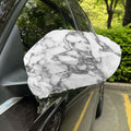 White Gray Marble Print Car Side Mirror Covers