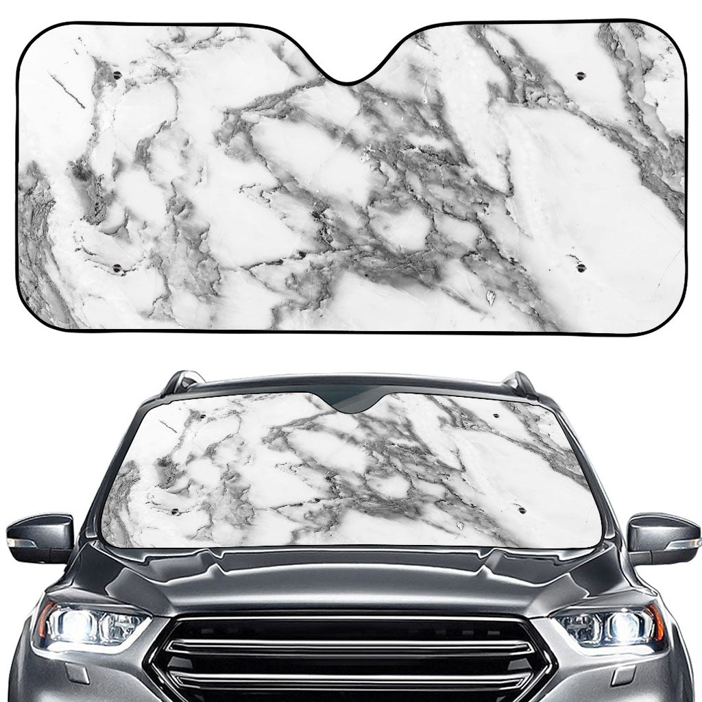 White Gray Marble Print Car Windshield Sun Shade