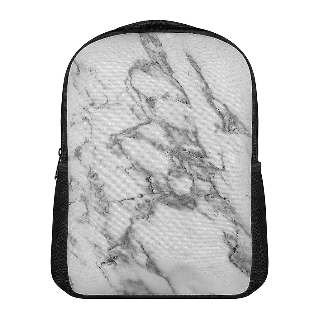White Gray Marble Print Casual Backpack