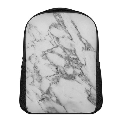 White Gray Marble Print Casual Backpack
