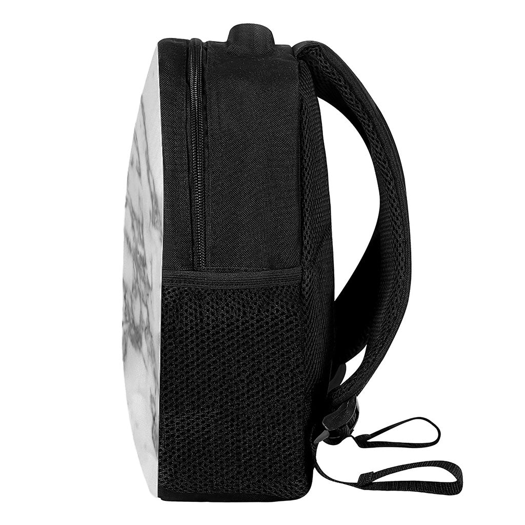 White Gray Marble Print Casual Backpack