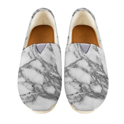 White Gray Marble Print Casual Shoes