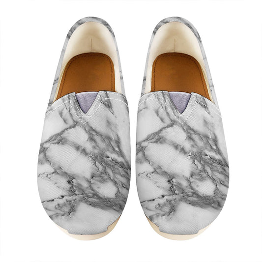 White Gray Marble Print Casual Shoes