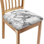 White Gray Marble Print Chair Cushion Cover
