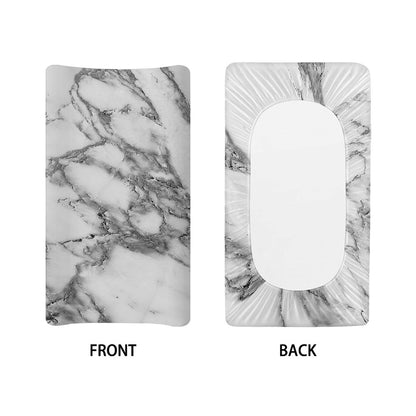 White Gray Marble Print Changing Pad Cover