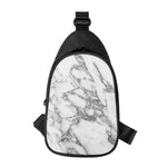 White Gray Marble Print Chest Bag