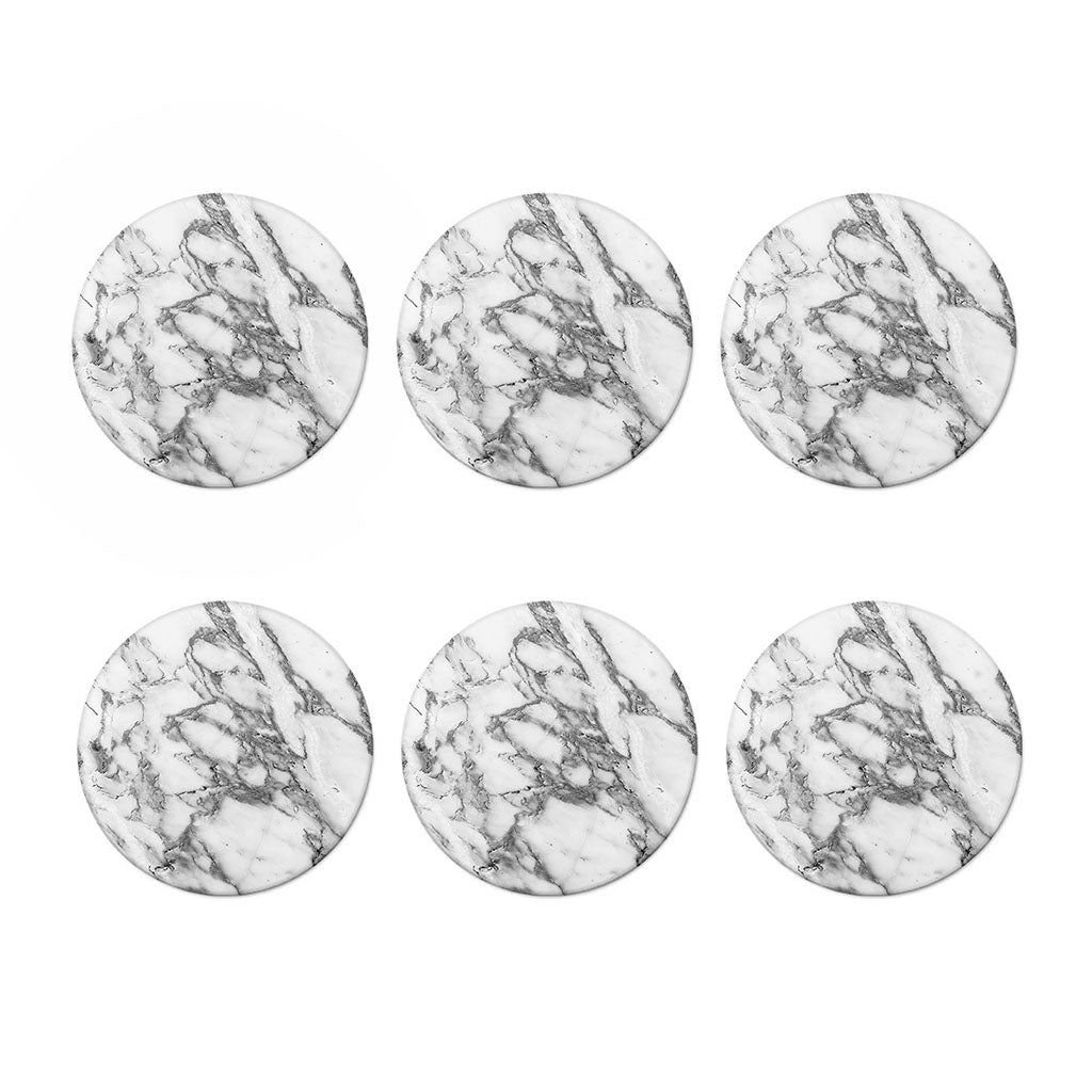 White Gray Marble Print Coaster Set