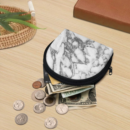 White Gray Marble Print Coin Purse