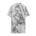 White Gray Marble Print Cotton Hawaiian Shirt