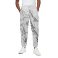 White Gray Marble Print Cotton Sweatpants