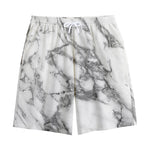 White Gray Marble Print Cotton Shorts