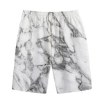 White Gray Marble Print Cotton Shorts