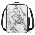 White Gray Marble Print Crossbody Lunch Bag
