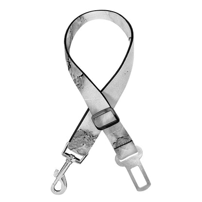 White Gray Marble Print Dog Seat Belt