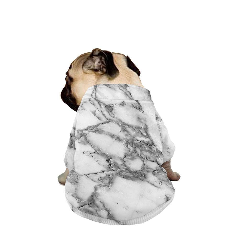 White Gray Marble Print Dog Zip Up Jacket