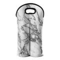 White Gray Marble Print Double Neoprene Wine Tote