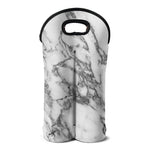 White Gray Marble Print Double Neoprene Wine Tote