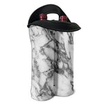 White Gray Marble Print Double Neoprene Wine Tote