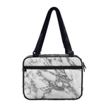 White Gray Marble Print Double Strap Bible Bag