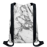 White Gray Marble Print Drawstring Backpack