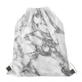 White Gray Marble Print Drawstring Bag