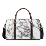 White Gray Marble Print Duffle Bag