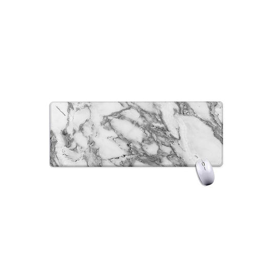 White Gray Marble Print Extended Mouse Pad