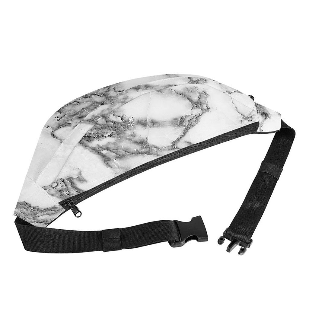 White Gray Marble Print Fanny Pack