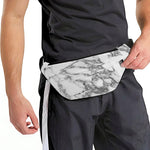 White Gray Marble Print Fanny Pack