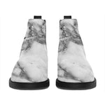 White Gray Marble Print Flat Ankle Boots