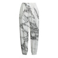 White Gray Marble Print Fleece Lined Knit Pants