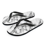 White Gray Marble Print Flip Flops