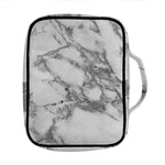 White Gray Marble Print Front Pocket Bible Bag
