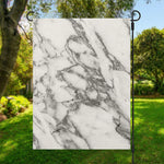 White Gray Marble Print Garden Flag