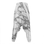 White Gray Marble Print Hammer Pants