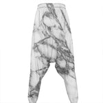 White Gray Marble Print Hammer Pants