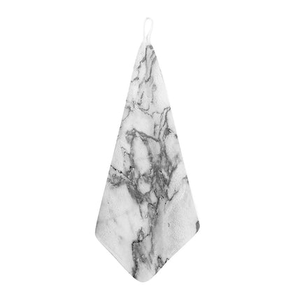 White Gray Marble Print Hand Towel