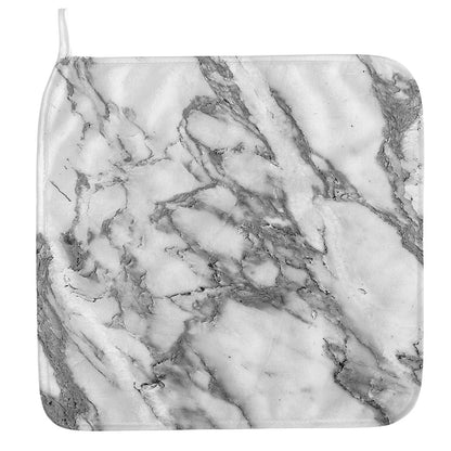 White Gray Marble Print Hand Towel