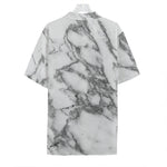 White Gray Marble Print Hawaiian Shirt