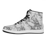 White Gray Marble Print High Top Leather Sneakers