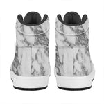 White Gray Marble Print High Top Leather Sneakers
