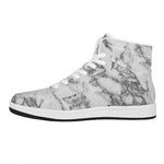 White Gray Marble Print High Top Leather Sneakers