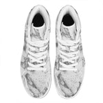 White Gray Marble Print High Top Leather Sneakers