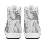 White Gray Marble Print High Top Leather Sneakers