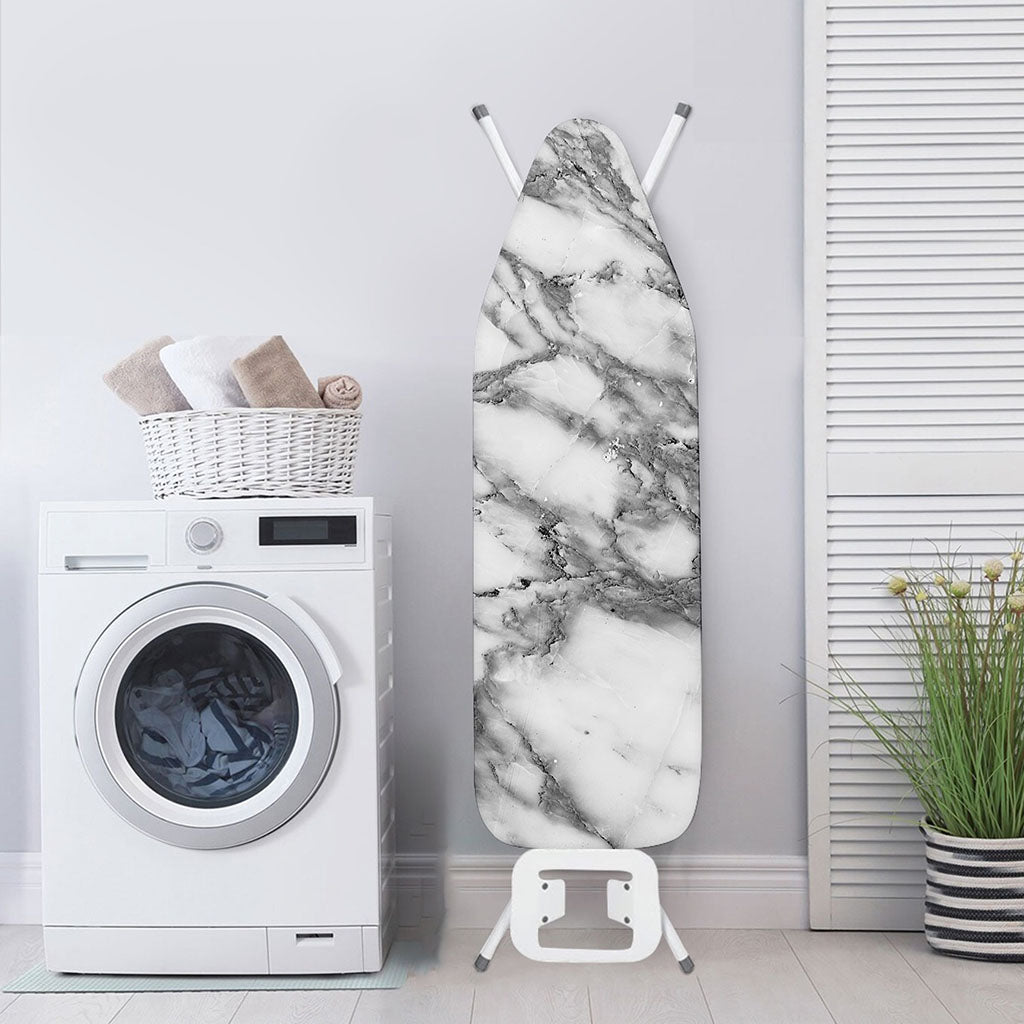 White Gray Marble Print Ironing Board Cover